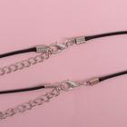 Кулоны на шнурке «Неразлучники» стальные, два сердца, цвет чёрный в серебре, 45 см - Фото 3