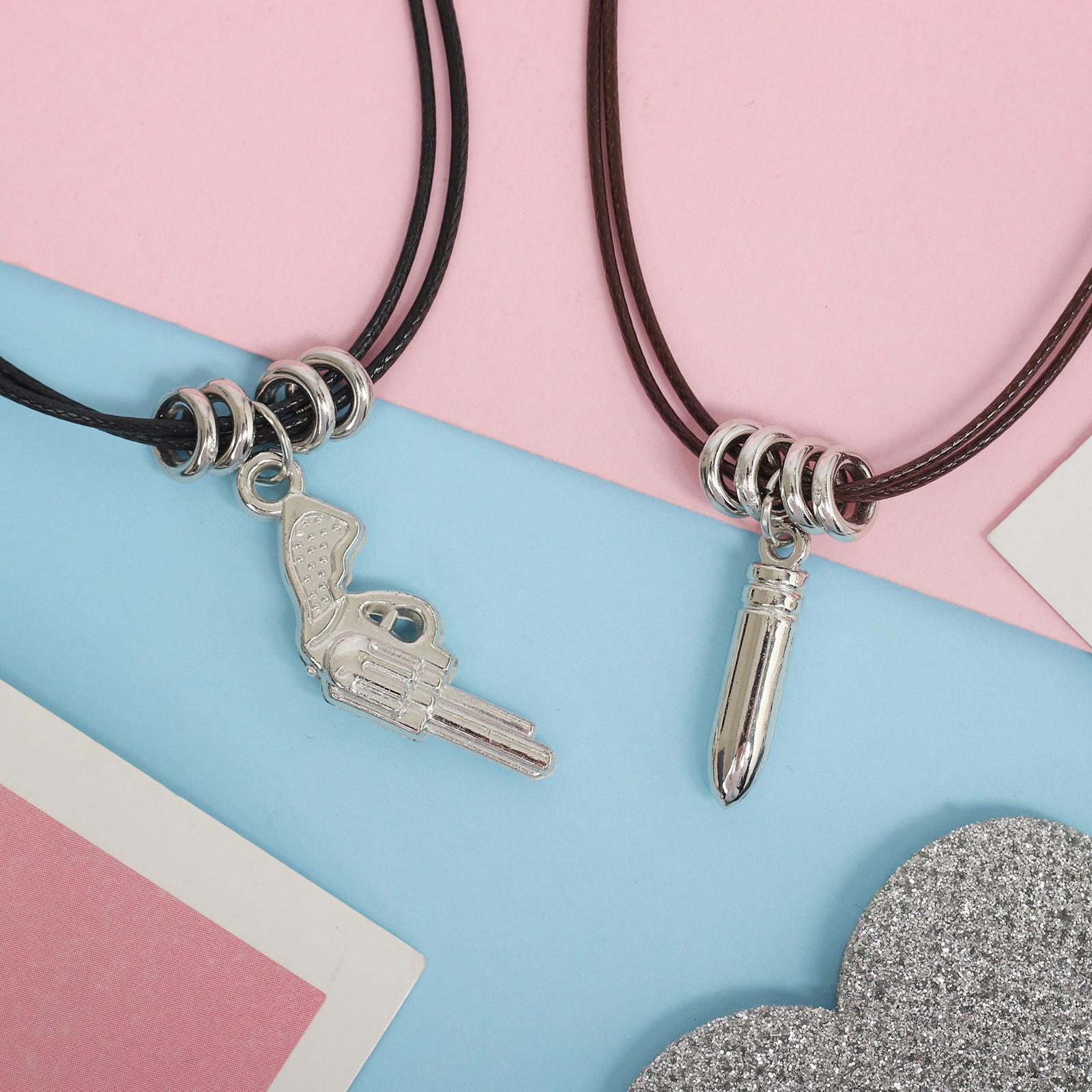 Кулоны «Неразлучники» пистолет и пуля, цвет чёрно-коричневый, 45 см ...