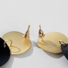 Серьги металл «Тренд» выпуклые диски, цвет чёрный в матовом золоте - фото 21831860