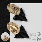 Серьги металл «Тренд» овал и треугольник, цвет чёрный в глянцевом золоте - фото 321432458