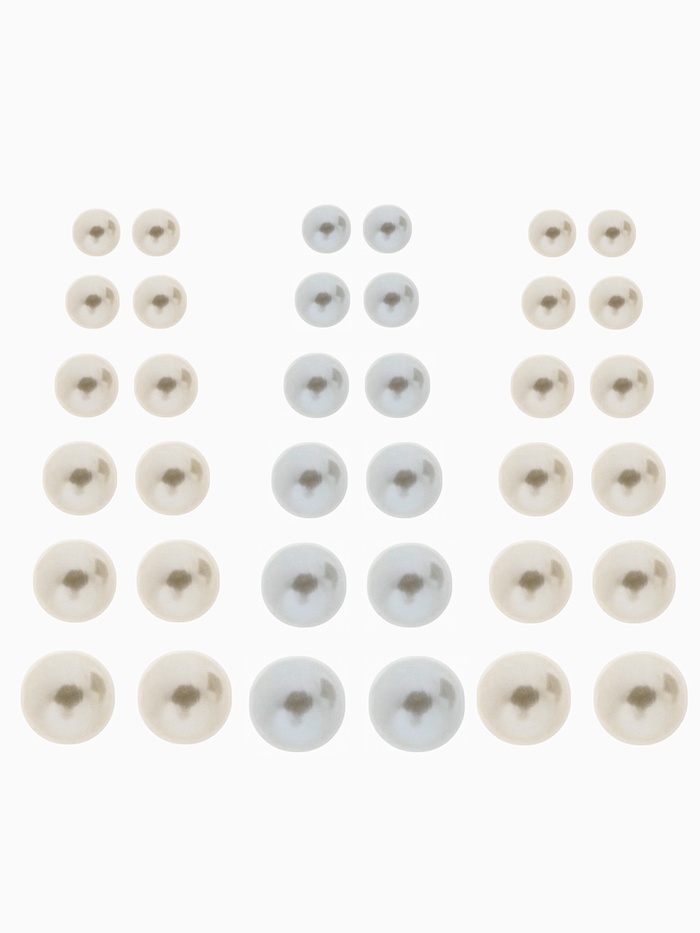 Серьги пусеты 18 пар «Рэйчел» бусина d=5-12 мм, молочно-белые - Фото 1