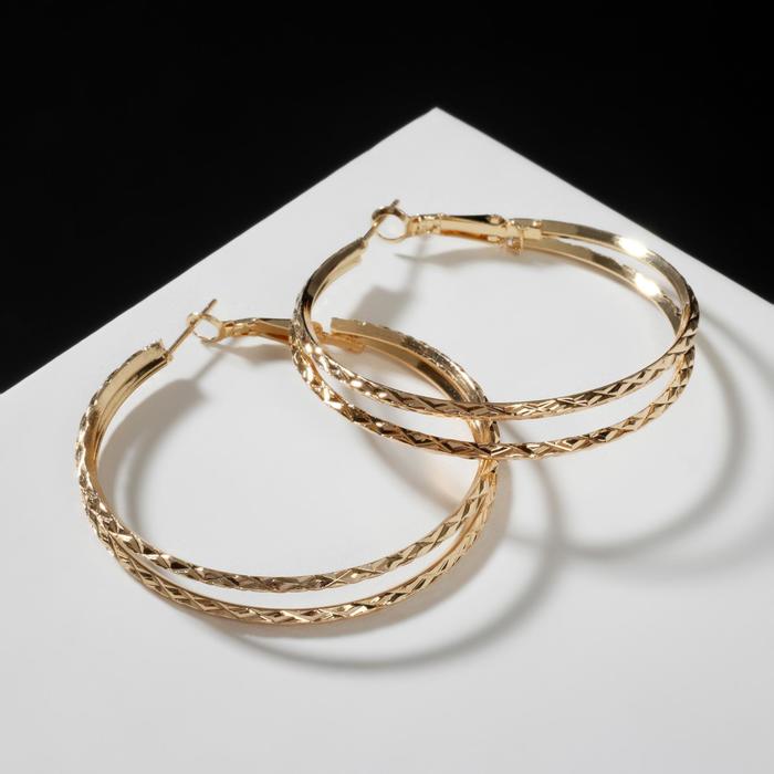 Серьги-кольца «Карма» косичка, цвет золото, d=5 - Фото 1