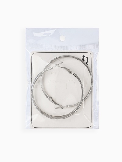 Серьги-кольца «Карма», косичка, цвет серебро, d=5