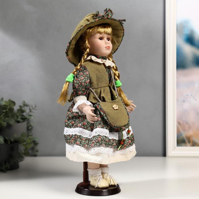 Кукла коллекционная керамика "Маша в зелёном платье в цветочек" 40 см - фото 1877697100