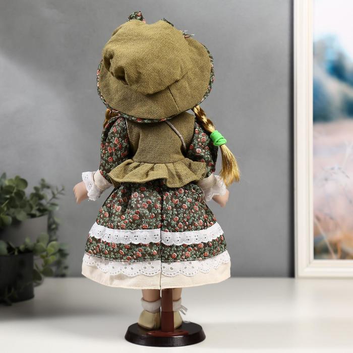 Кукла коллекционная керамика "Маша в зелёном платье в цветочек" 40 см - фото 1877697102