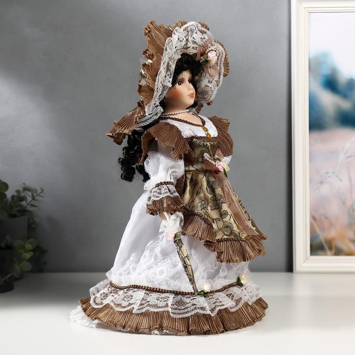 Кукла коллекционная керамика "Леди Кларис в платье цвета мокко" 40 см 49048