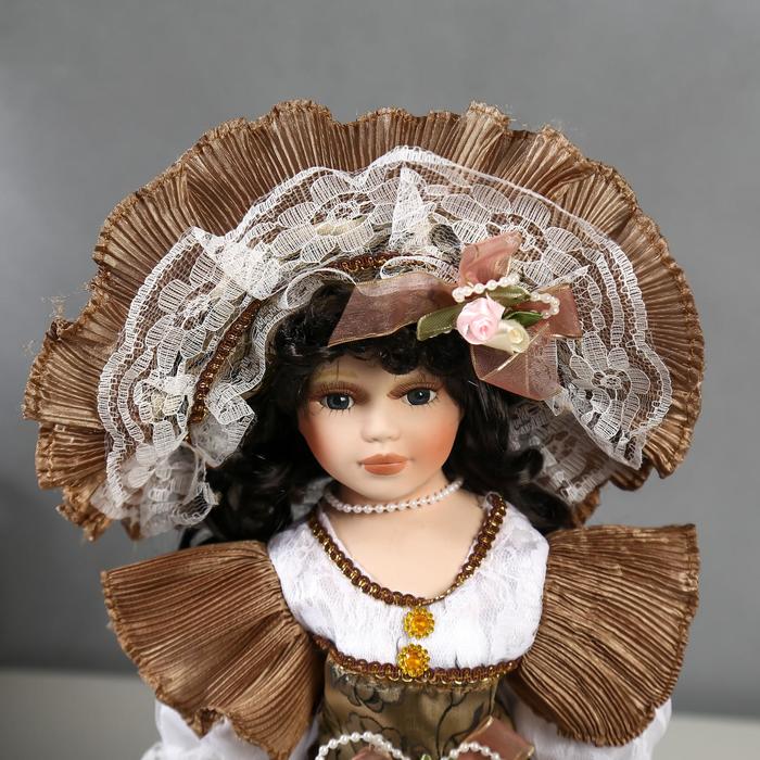 Кукла коллекционная керамика "Леди Кларис в платье цвета мокко" 40 см 49048