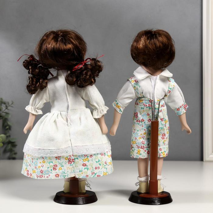 Кукла коллекционная парочка набор 2 шт "Стася и Егор в нарядах в цветочек" 30 см - фото 1911528146
