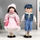 Кукла коллекционная парочка набор 2 шт "Полина и Кирилл в розовых нарядах" 30 см - фото 1980110