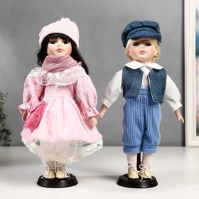 Кукла коллекционная парочка набор 2 шт 'Полина и Кирилл в розовых нарядах' 30 см
