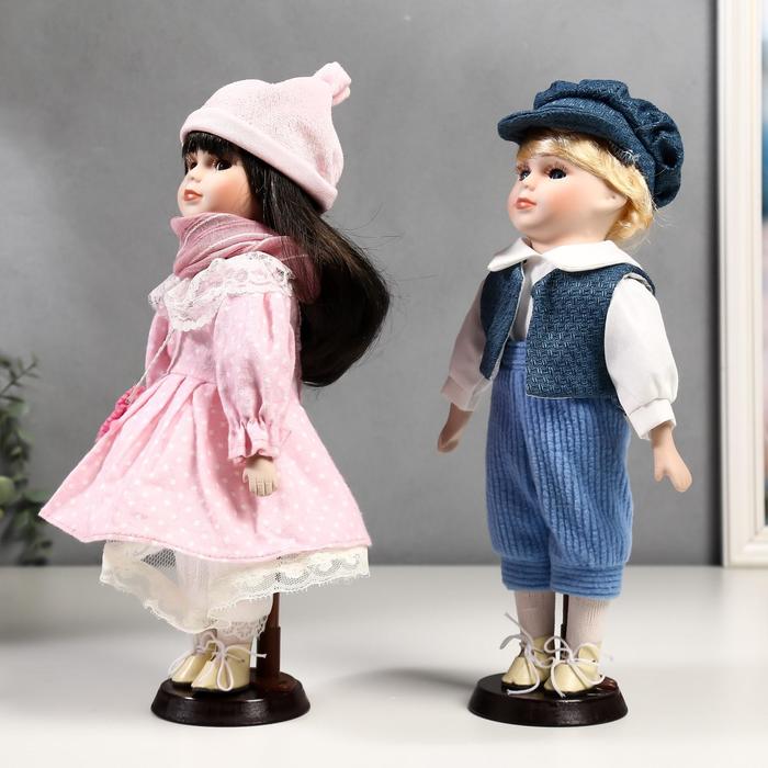 Кукла коллекционная парочка набор 2 шт "Полина и Кирилл в розовых нарядах" 30 см 49053