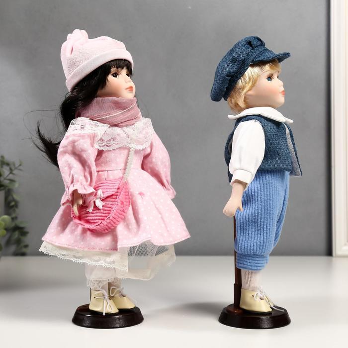 Кукла коллекционная парочка набор 2 шт "Полина и Кирилл в розовых нарядах" 30 см 49053