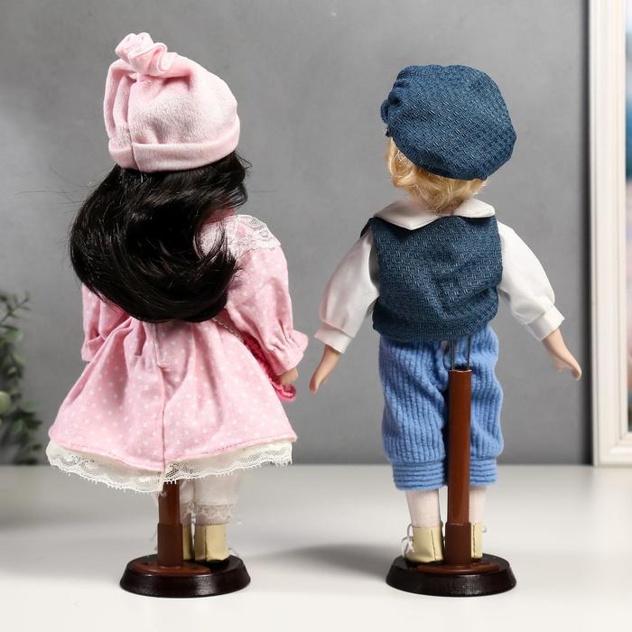 Кукла коллекционная парочка набор 2 шт "Полина и Кирилл в розовых нарядах" 30 см 49053