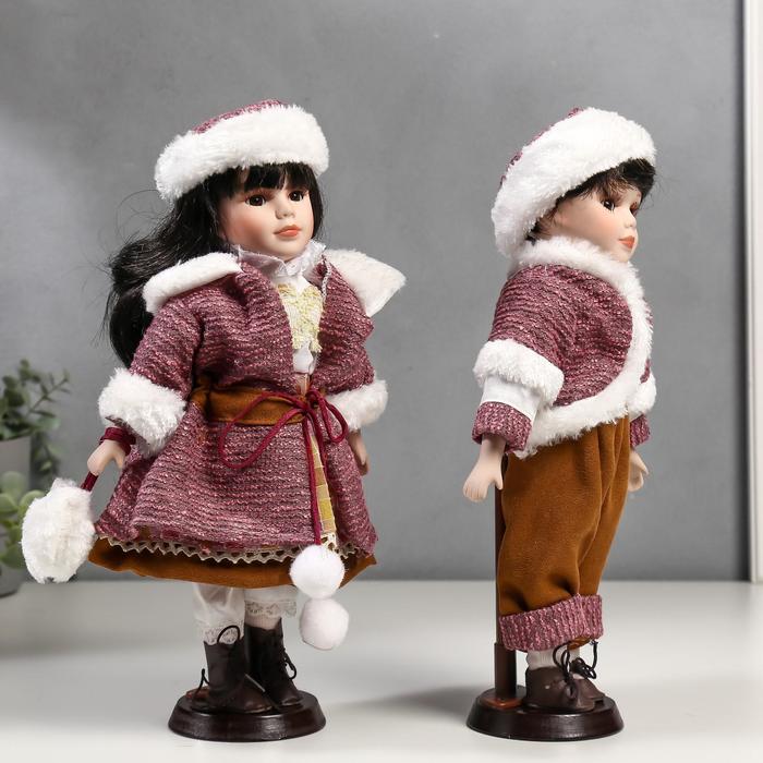 Кукла коллекционная парочка набор 2 шт "Ника и Паша в нарядах с мехом" 30 см - фото 1911528150