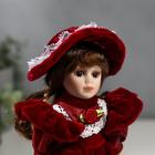 Кукла коллекционная керамика "Малышка Ксюша в платье цвета вина" 20 см - Фото 5