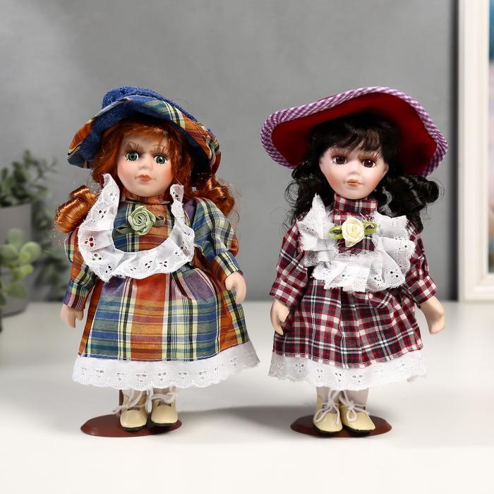 Кукла коллекционная керамика "Малышка Зоя в клетчатом платье"МИКС 20 см