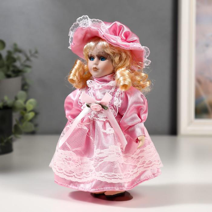 Кукла коллекционная керамика "Малышка Майя в розовом платье" 20 см - фото 1896922866