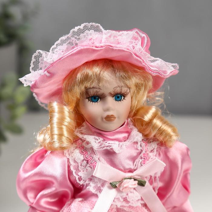 Кукла коллекционная керамика "Малышка Майя в розовом платье" 20 см - фото 1896922869