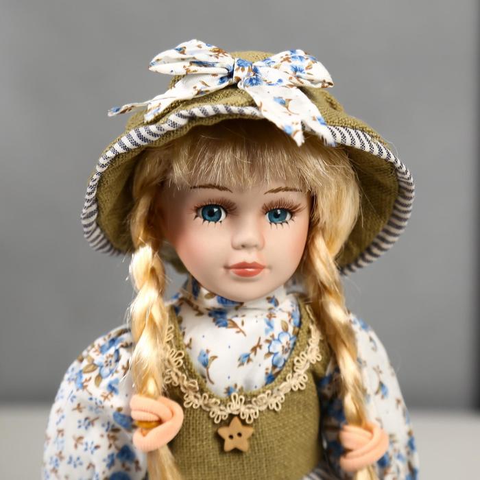 Кукла коллекционная керамика "Ирина в платье в полоску" 30 см - фото 1896922874