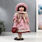 Кукла коллекционная керамика "Машенька в розовом платье и бежевой накидке" 40 см - фото 9177620