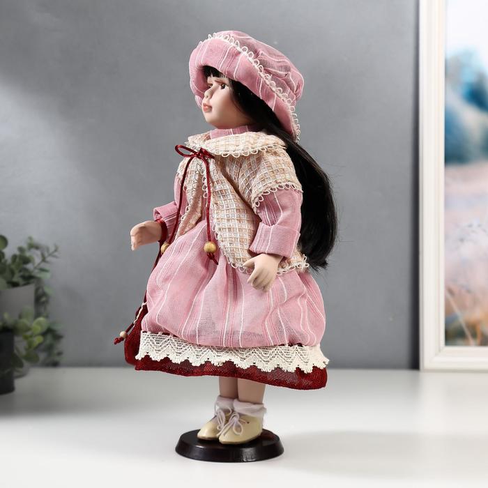 Кукла коллекционная керамика "Машенька в розовом платье и бежевой накидке" 40 см 49059
