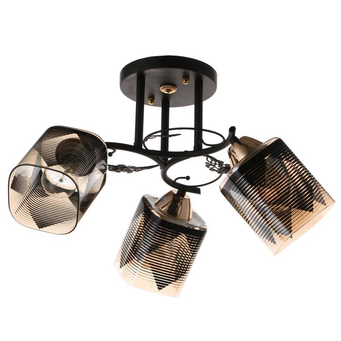 Люстра 10101/3, 3×60 Вт, Е27, чёрно-янтарная, 50×50×28 см