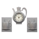 Часы настенные интерьерные для кухни "Чаепитие", бесшумные, чайник 26.5 х 24 см, серые, АА - Фото 5