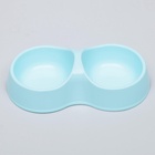 Миска двойная Мур-мяу 22.5 см × 13 см × 6 см, 0.2 л, голубой - Фото 3