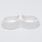 Миска двойная "Мур-мяу" 22,5 см х 13 см х 6 см, 0,2 л, бежевый - Фото 1