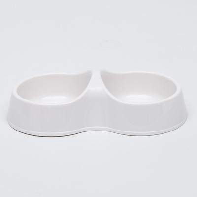 Миска двойная "Мур-мяу" 22,5 см х 13 см х 6 см, 0,2 л, бежевый