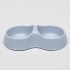 Миска двойная "Мур-мяу" 22,5 см х 13 см х 6 см, 0,2 л, серый - Фото 1