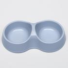 Миска двойная "Мур-мяу" 22,5 см х 13 см х 6 см, 0,2 л, серый - Фото 2