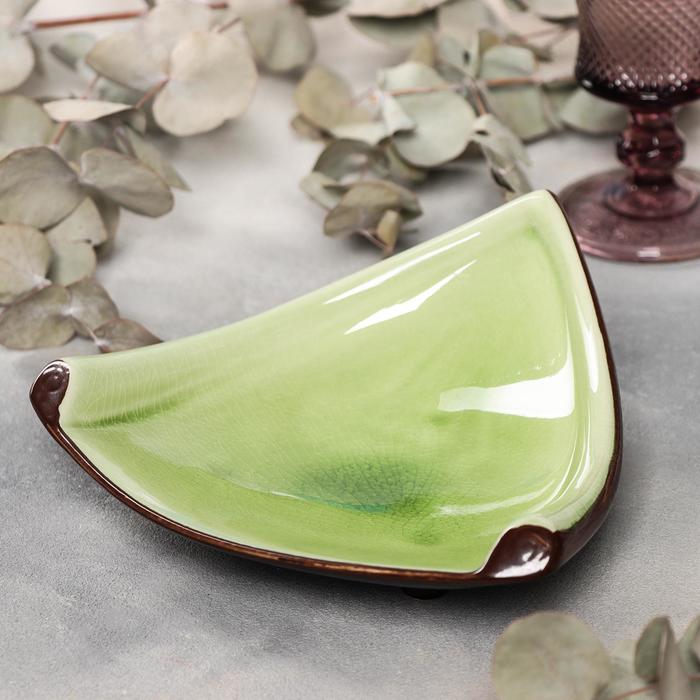 Блюдо керамическое сервировочное «Таллула», 20×7.5 см, зелёное - Фото 1