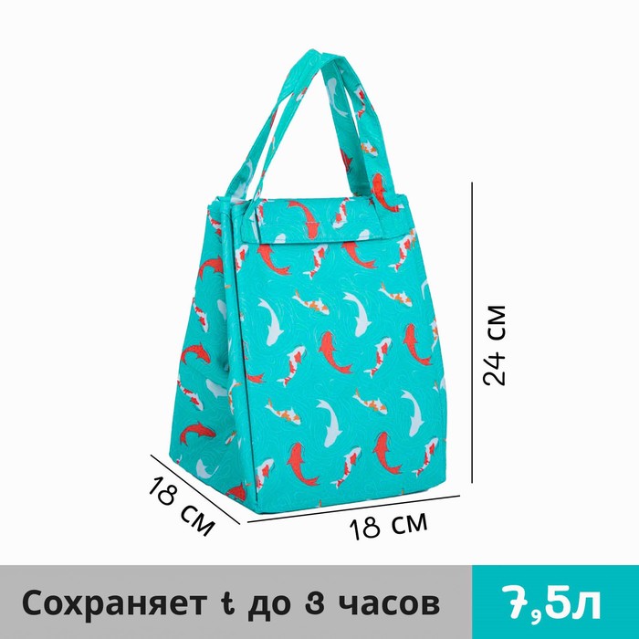 Термосумка на липучке 7,5 л, цвет бирюзовый - Фото 1