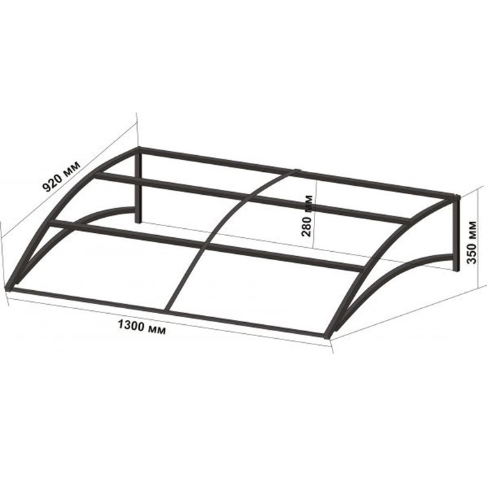 Козырек Навесной 130 х 92 х 35 см, основание труба квадратная 20 х 20 х 0,7 мм - фото 1883642425
