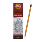 Карандаш чернографитный Koh-I-Noor 1500, 4B, шестигранный, деревянный, оранжевый корпус - Фото 4