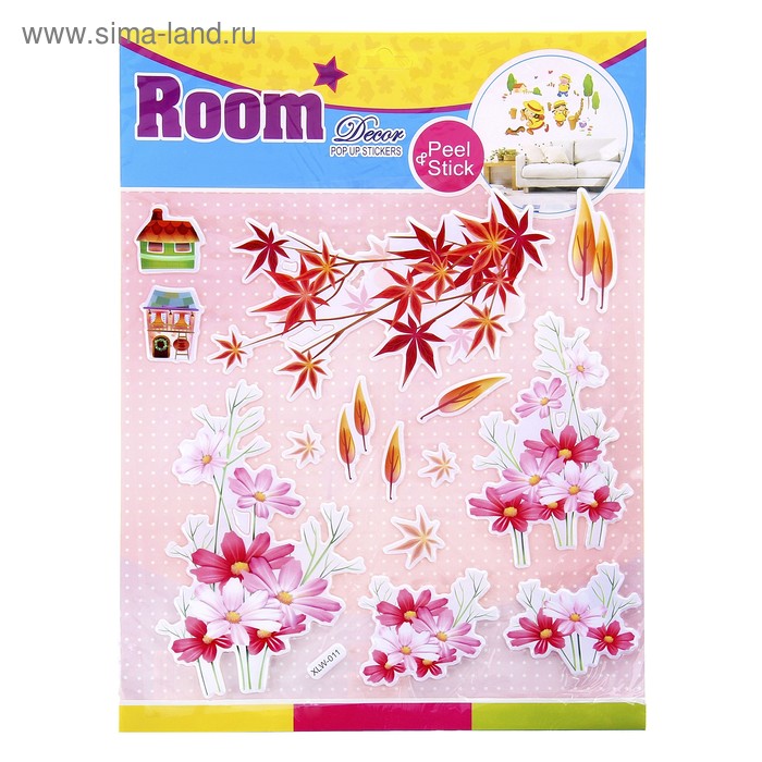 Наклейка объемная "Цветы" 32х23 см - Фото 1