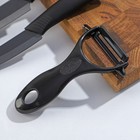 Набор ножей на подставке Magistro Black, 4 предмета: 3 ножа, овощечистка, цвет чёрный - Фото 6
