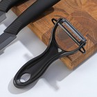 Набор ножей на подставке Magistro Black, 4 предмета: 3 ножа, овощечистка, цвет чёрный - Фото 7