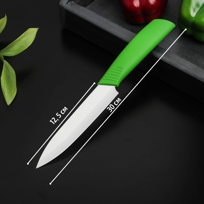 Нож керамический Доляна «Симпл», лезвие 12,5 см, ручка soft touch, цвет зелёный - Фото 1