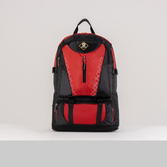 Рюкзак туристический, 21 л/25 л, отдел на молнии, 3 наружных кармана, с расширением, цвет чёрный/красный - Фото 1