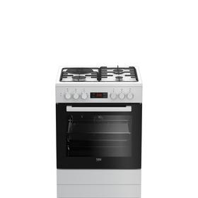 Плита Beko FSE63320DW, комбинированная, 4 конфорки, 66 л, электрическая духовка, белая