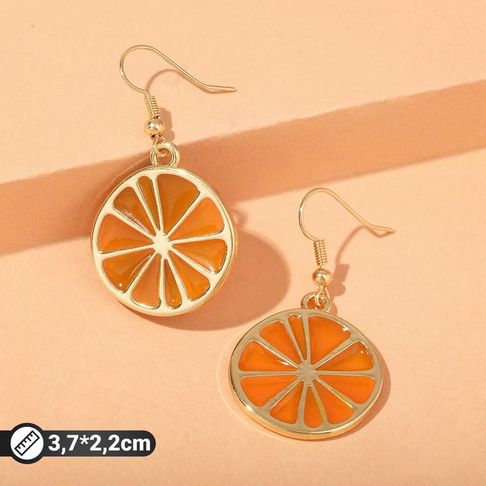 Серьги ассорти «Апельсины» половинки, цвет оранжевый в золоте - Фото 1