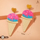 Серьги акрил «Вкусняшка» мороженое в рожке, цвет розово-голубой в золоте - фото 9178526
