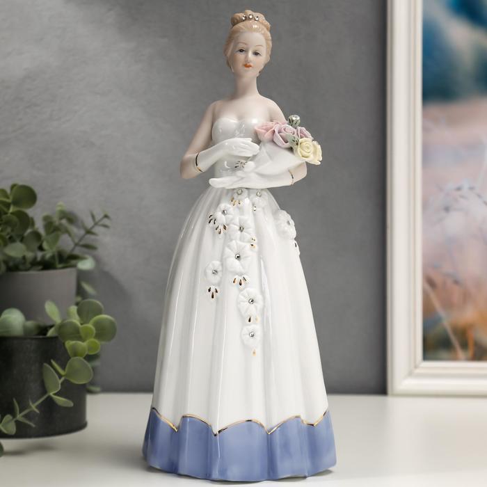Сувенир керамика "Девушка в бальном платье с букетом роз" стразы 30,5х13,5х10,7 см - Фото 1