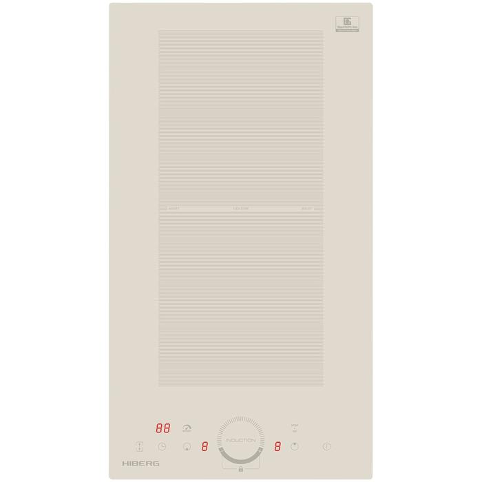 Варочная поверхность HIBERG i-MS 3029 Y, индукционная, 3500 Вт, 2 конфорки, сенсор, бежевая - Фото 1