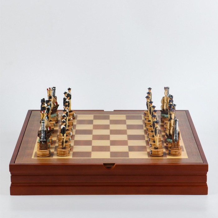 Шахматы сувенирные &quot;Морское сражение&quot; h короля-8 см, h пешки-6.5 см, 36 х 36 см