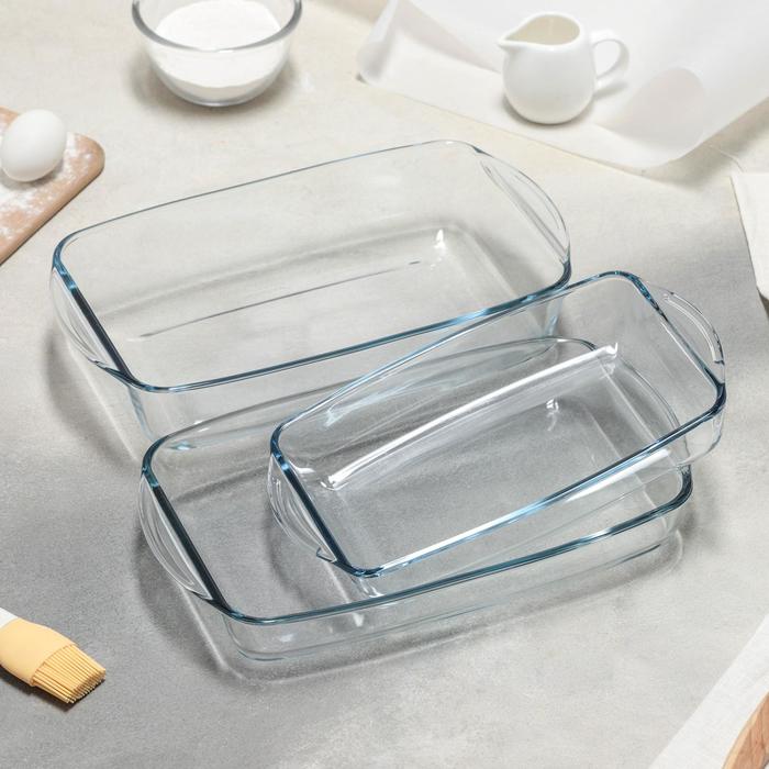 Набор прямоугольной посуды для запекания Borcam, 3 предмета: 1,3 л, 1,95 л, 2,75 л - Фото 1