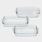 Набор прямоугольной посуды для запекания Borcam, 3 предмета: 1,3 л, 1,95 л, 2,75 л - фото 4600069