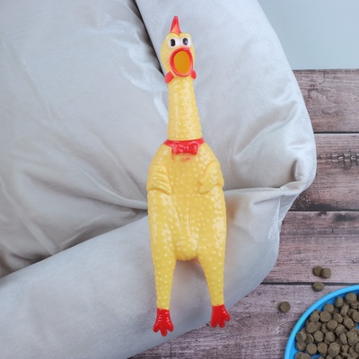 Игрушка для собак «Задумчивая курица», 28 см, пищащая, винил, жёлтая